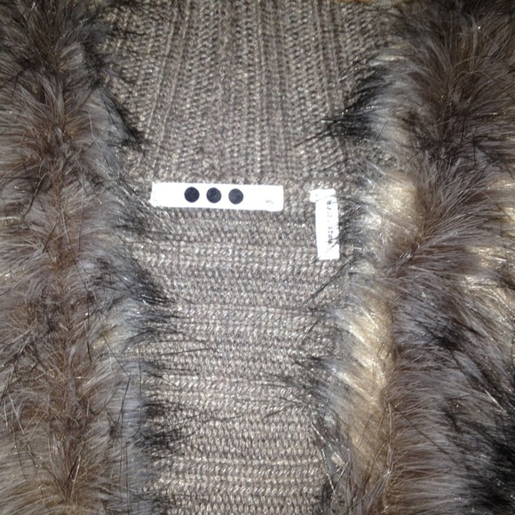 Three Dots Sophie Faux Mink Collar Cocoon Cape Cardigan Oversized Sweater - Picture 5 of 14